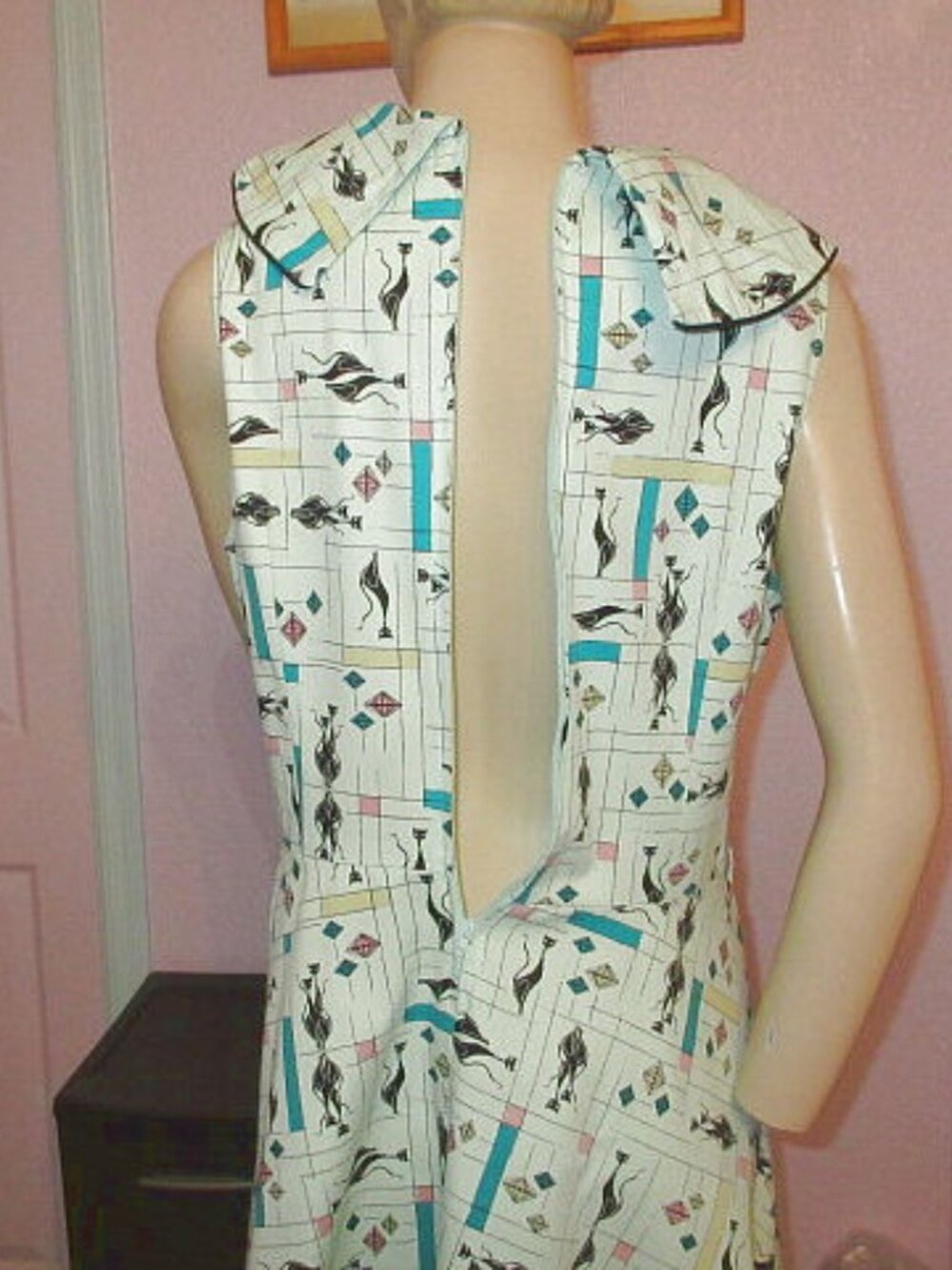 Voodoo Vixen 50s Style Swing Dress L Atomic Cats Fit & Flare Tradwife Rockabilly - Picture 8 of 10